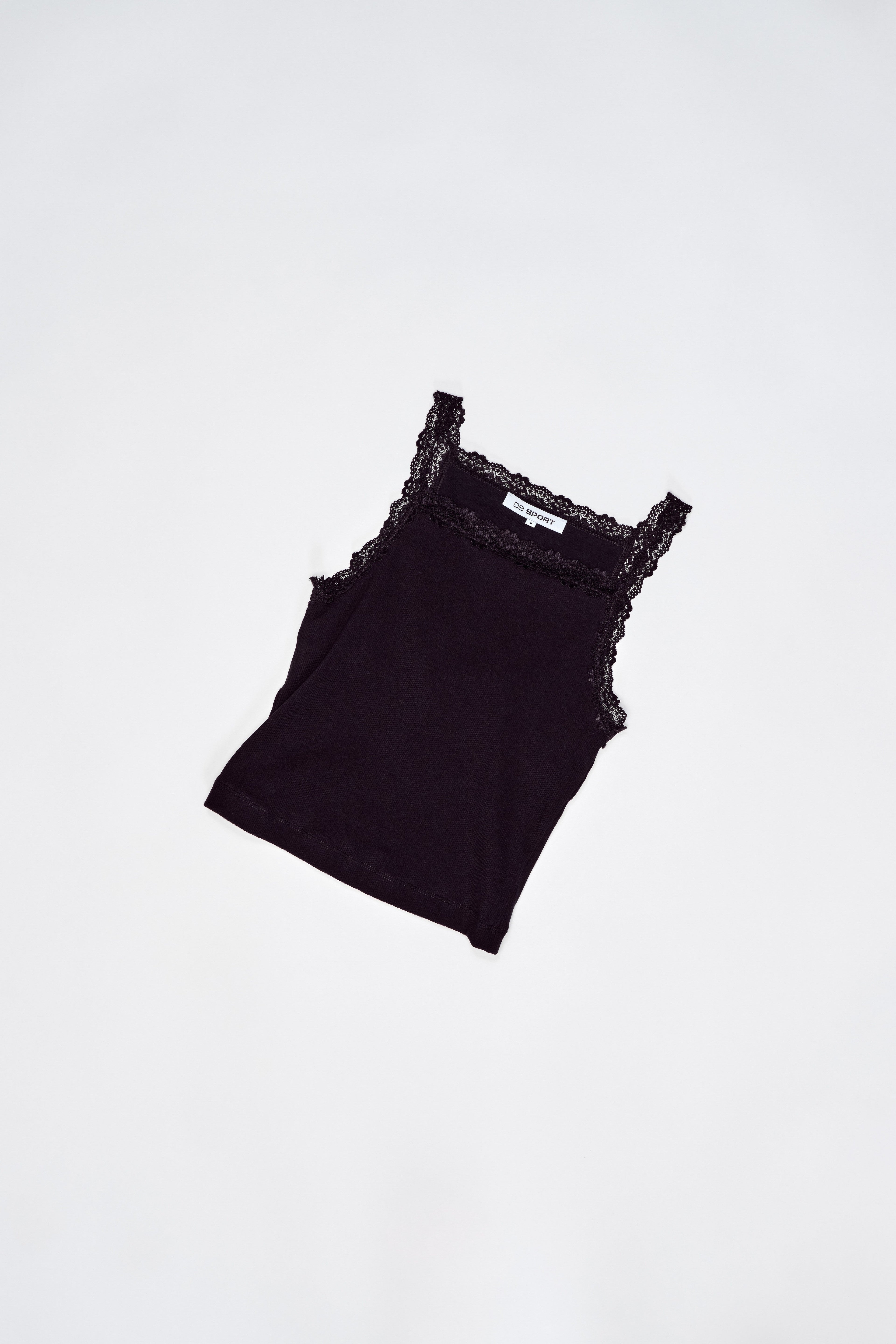 Mia Lace Tank - True Black