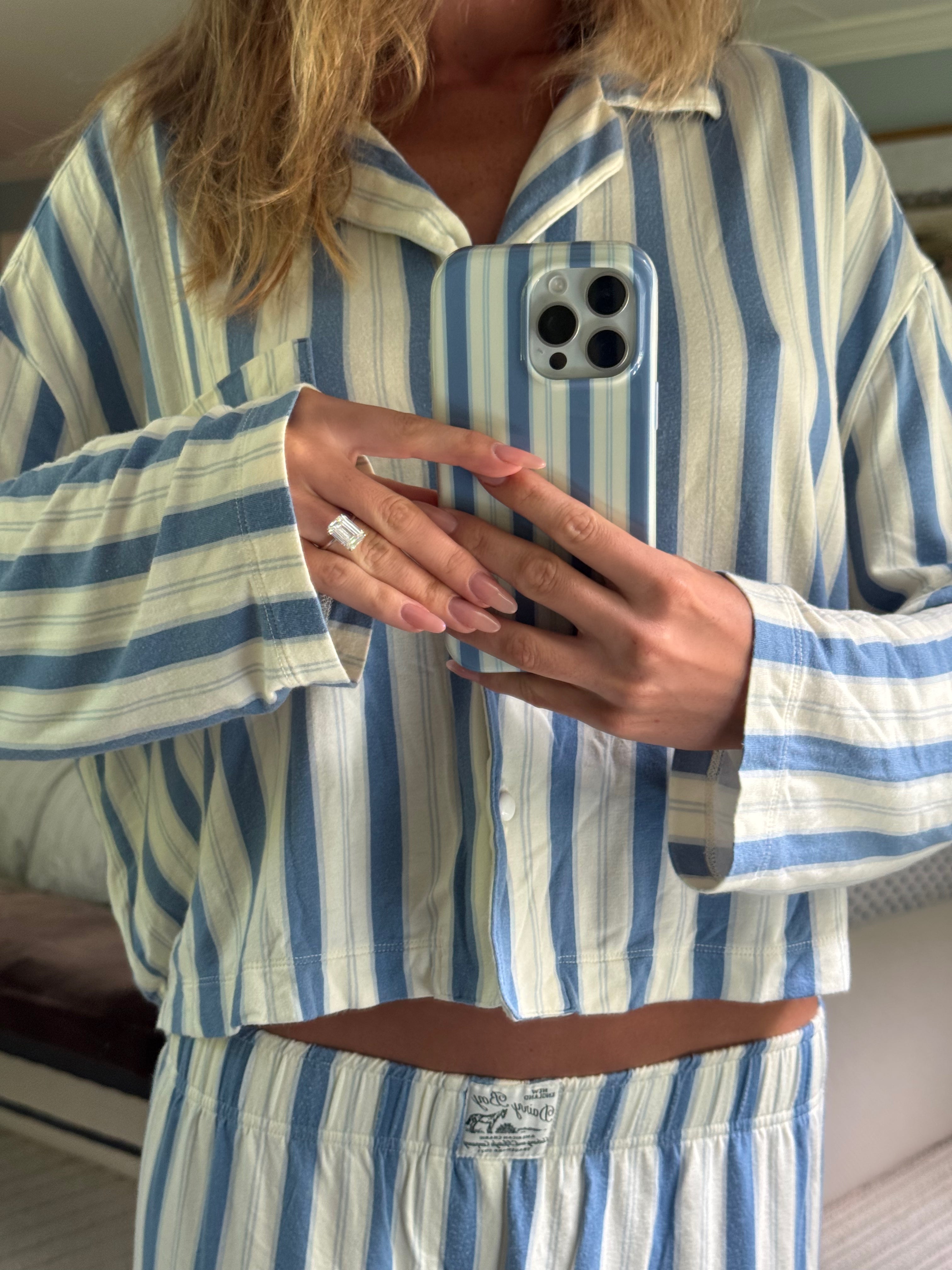 Garden Bed Phone Case - Blue Pinstripe