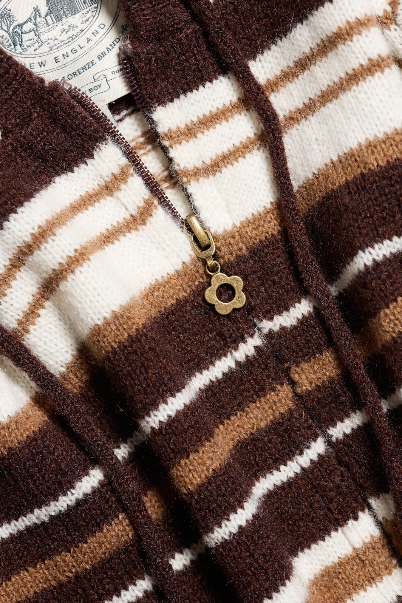 Surfside Striped Knit Zip Up - Sand Dune